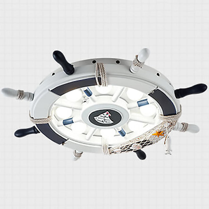 Modern Creative Cartoon Plastic Sailboat Helmsman LED Flush Mount Ceiling Lamp-Orizon Depot