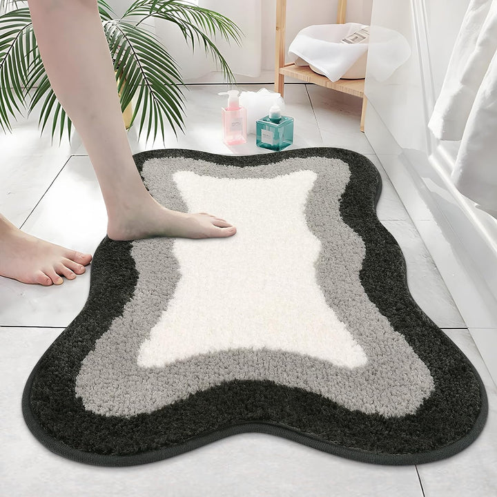 Black Gradient Bath Mats - Non-Slip Irregular Carpet for Bathrooms-Orizon Depot