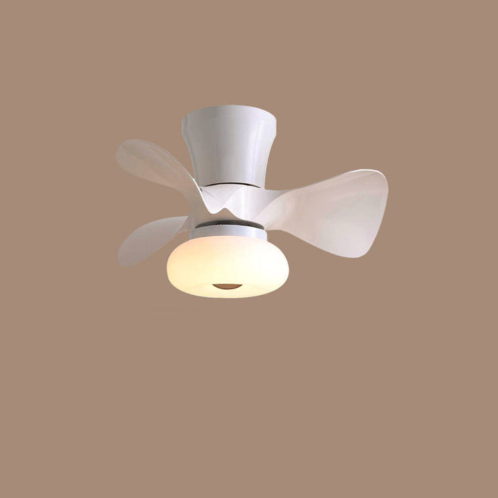 Nordic Macaron Metal LED Semi-Flush Mount Ceiling Fan Lamp-Orizon Depot