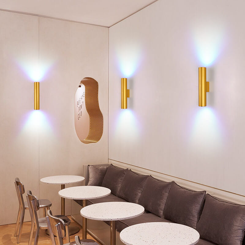 Minimalist Aluminum Cylindrical 2-Light Wall Sconce Lamp