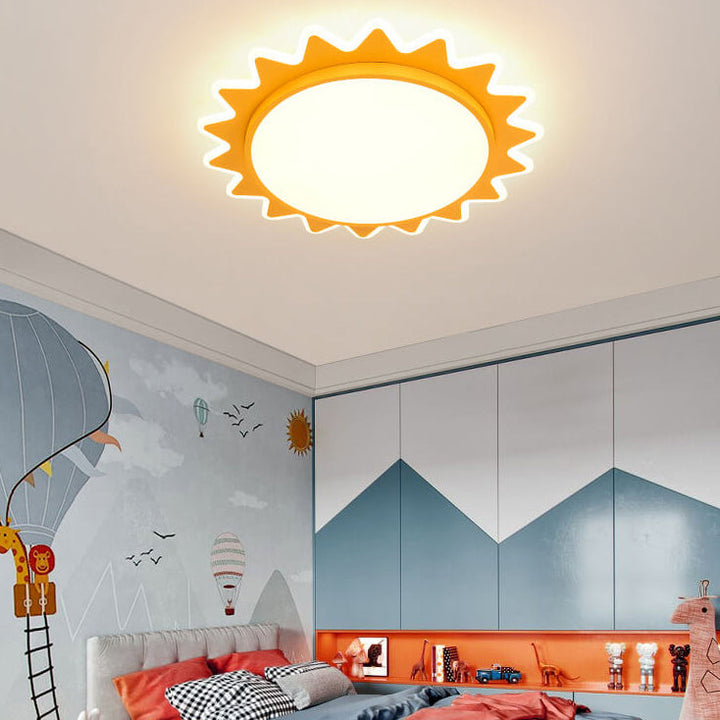 Modern Creative Cartoon Sun Shaped LED Flush Mount Ceiling Lamp-Orizon Depot