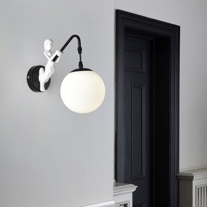 Vintage Style Mermaid Orb 1-Light Wall Sconce Lamp