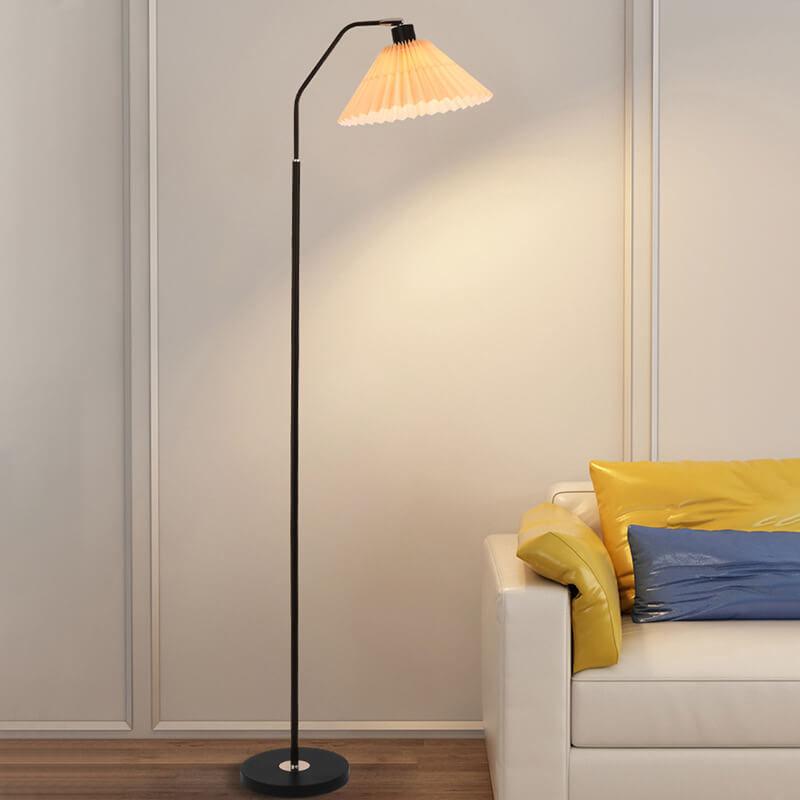 Minimalist Fabric Pleated Shade Floor Lamp 1-Light Standing Light