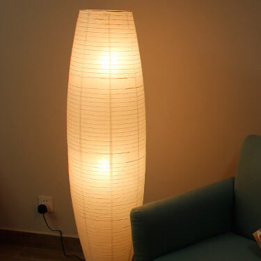 Nordic Minimalist Rice Paper Column Floor Lamp 2-Light Standing Light