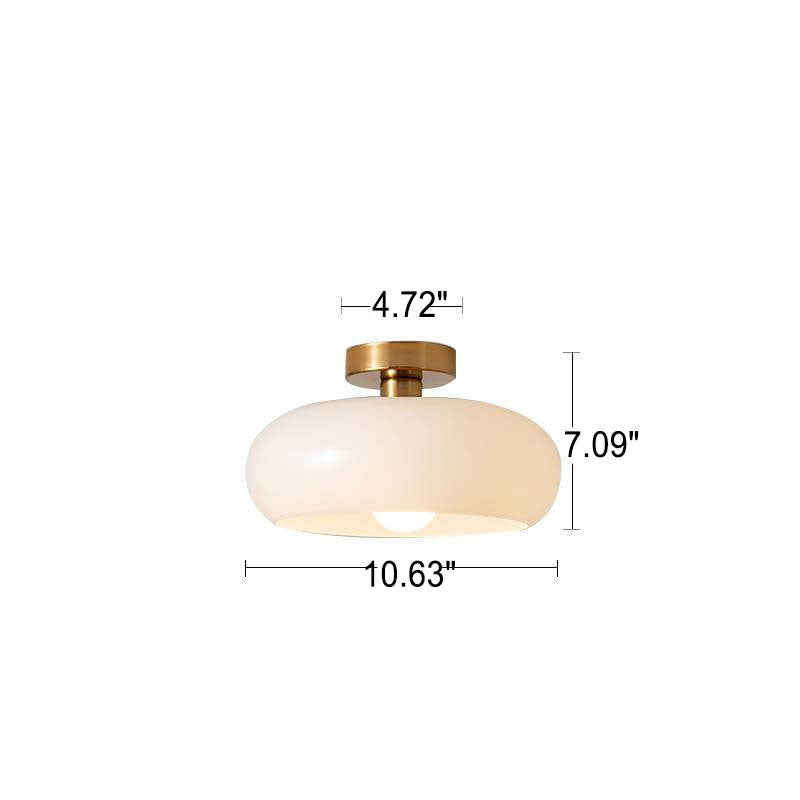 Modern Retro Round Solid Colorful Glass Electroplated Copper 1-Light Pendant Lamp Flush Mount Light-Orizon Depot