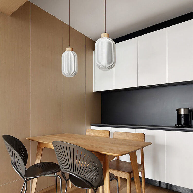 Japanese Style Striped Glass Jar Pendant Lamp-Orizon Depot