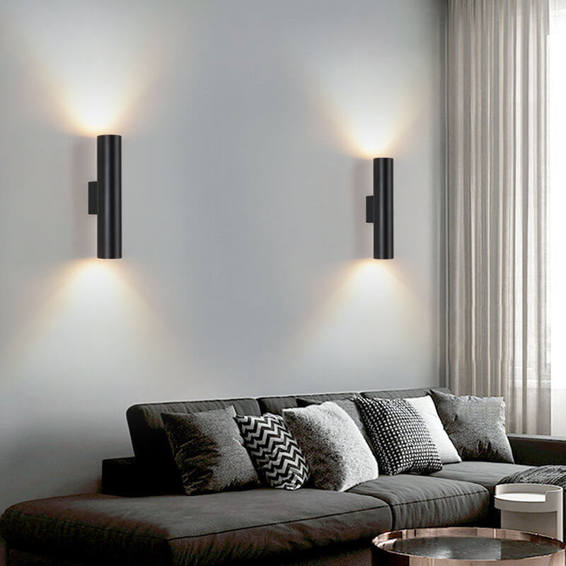 Minimalist Aluminum Cylindrical 2-Light Wall Sconce Lamp