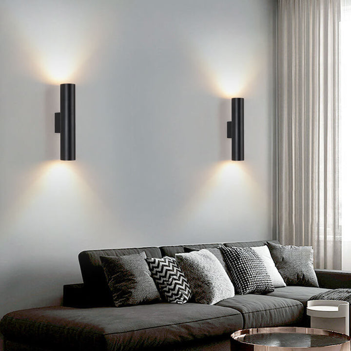 Minimalist Aluminum Cylindrical 2-Light Wall Sconce Lamp-Orizon Depot