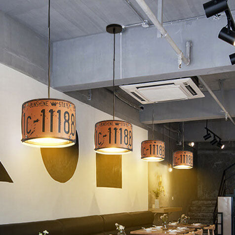 Contemporary Industrial License Plate 3/5-Light Metal Chandelier-Orizon Depot