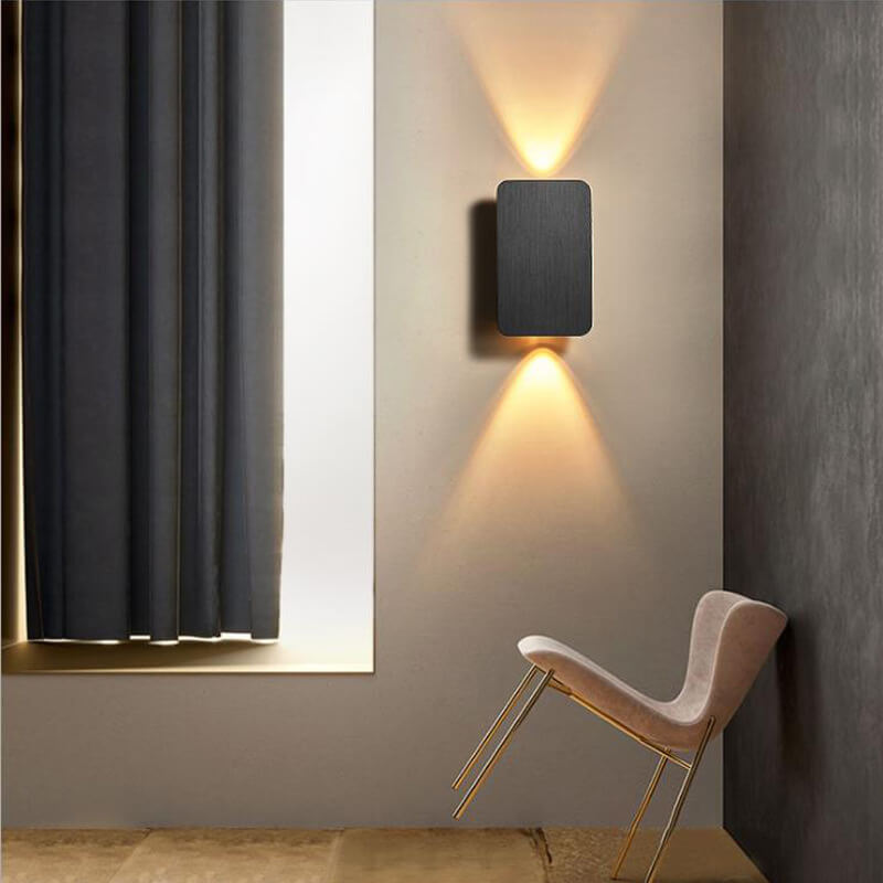 Nordic Minimalist Aluminum Rectangular Flat Panel LED Wall Sconce 2-Light Lamp