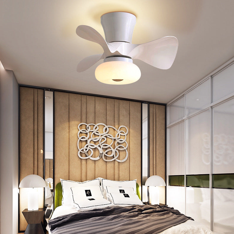 Nordic Macaron Metal LED Semi-Flush Mount Ceiling Fan Lamp