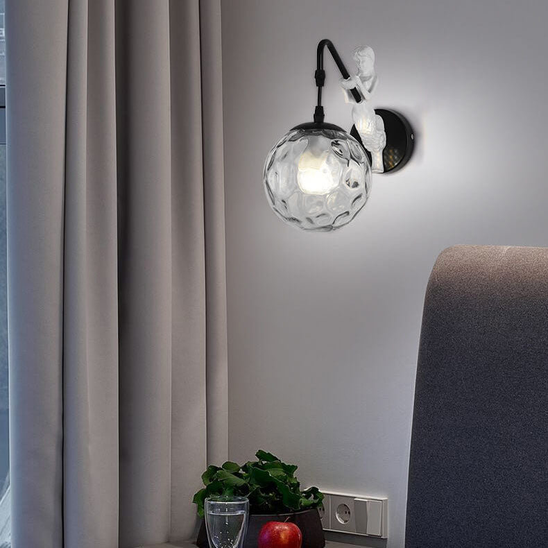 Vintage Style Mermaid Orb 1-Light Wall Sconce Lamp