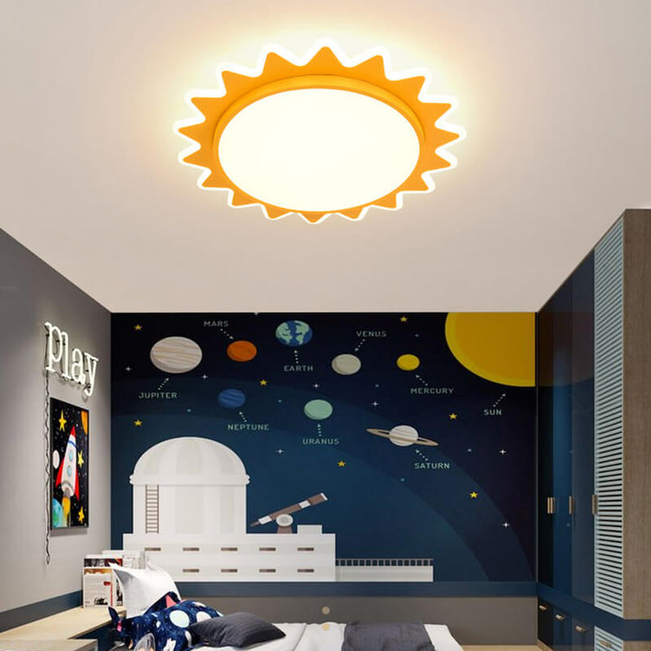 Modern Creative Cartoon Sun Shaped LED Flush Mount Ceiling Lamp-Orizon Depot