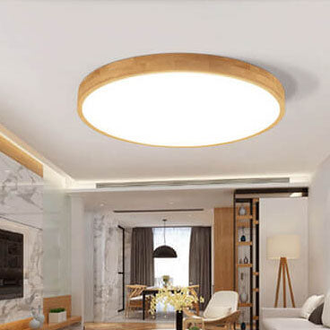 Nordic Solid Wooden Round Ultra-Thin LED Flush Mount Ceiling Lamp for Modern Homes-Orizon Depot