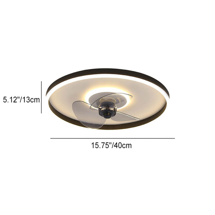 Nordic Simplistic Round Invisible LED Flush Mount Ceiling Fan Light-Orizon Depot
