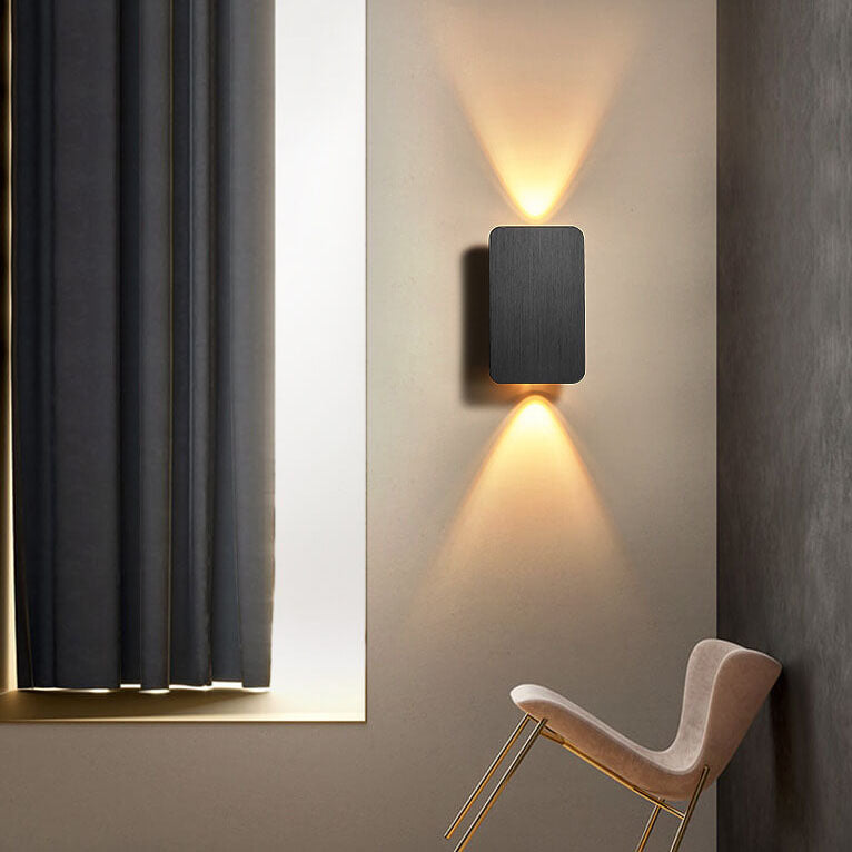 Nordic Minimalist Aluminum Rectangular Flat Panel LED Wall Sconce 2-Light Lamp