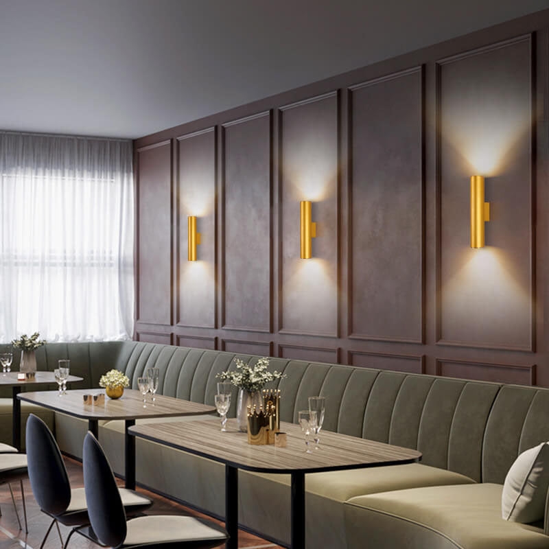 Minimalist Aluminum Cylindrical 2-Light Wall Sconce Lamp