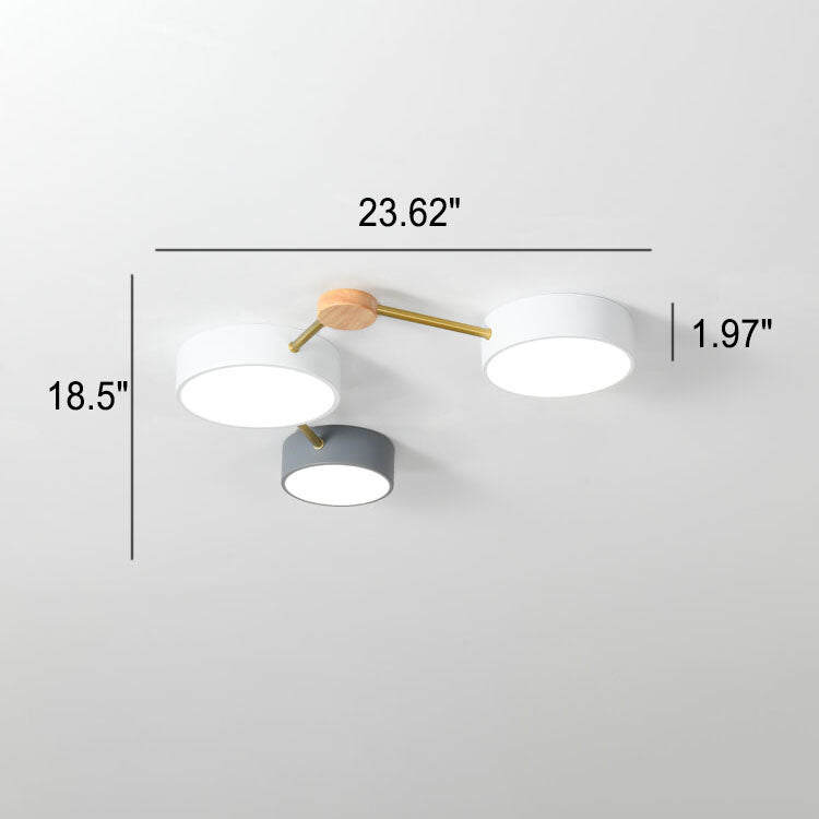 Scandinavian Style Solid Wood Iron LED Multi Flush Mount Ceiling Lamp-Orizon Depot