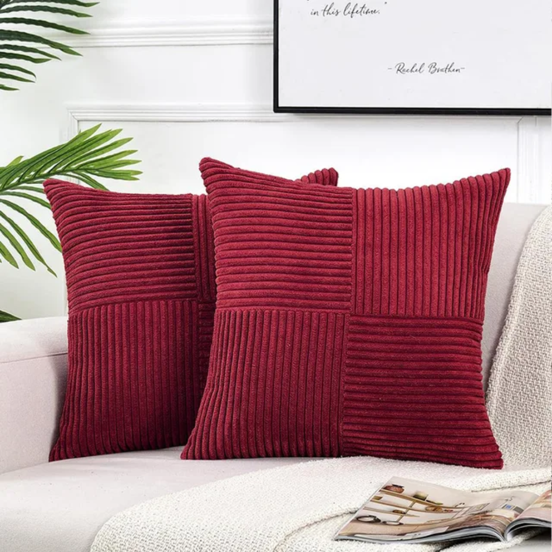 Striped Corduroy Cushion Covers | Elegant Throw Pillow Cases