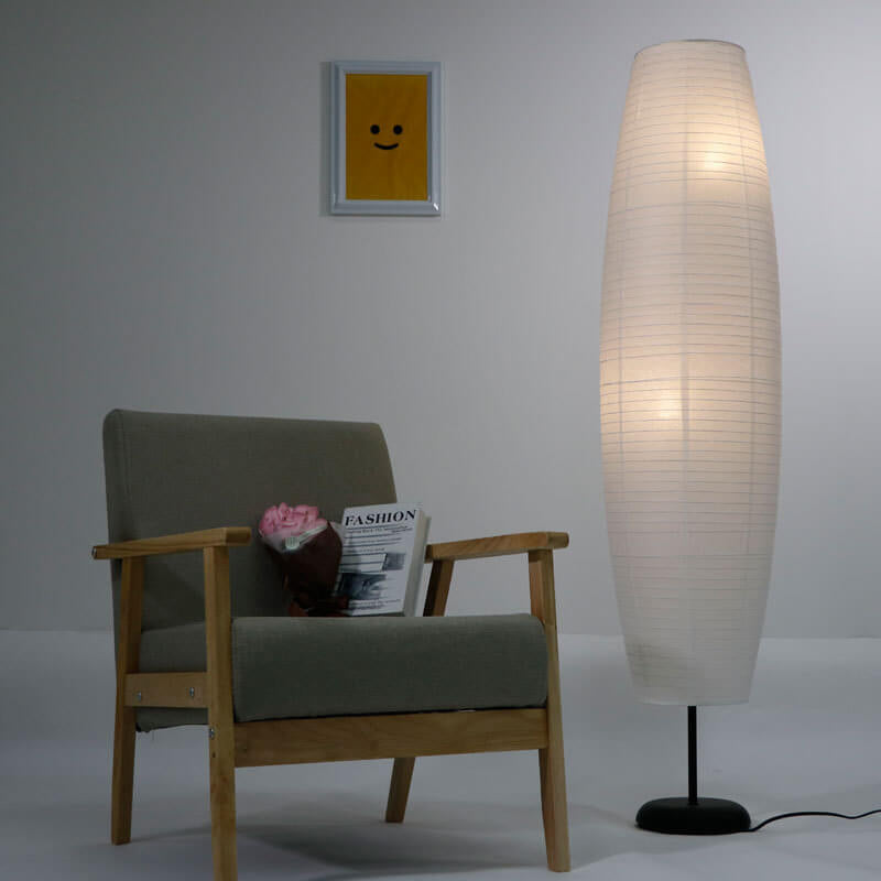 Nordic Minimalist Rice Paper Column Floor Lamp 2-Light Standing Light