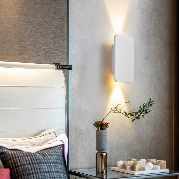 Nordic Minimalist Aluminum Rectangular Flat Panel LED Wall Sconce 2-Light Lamp