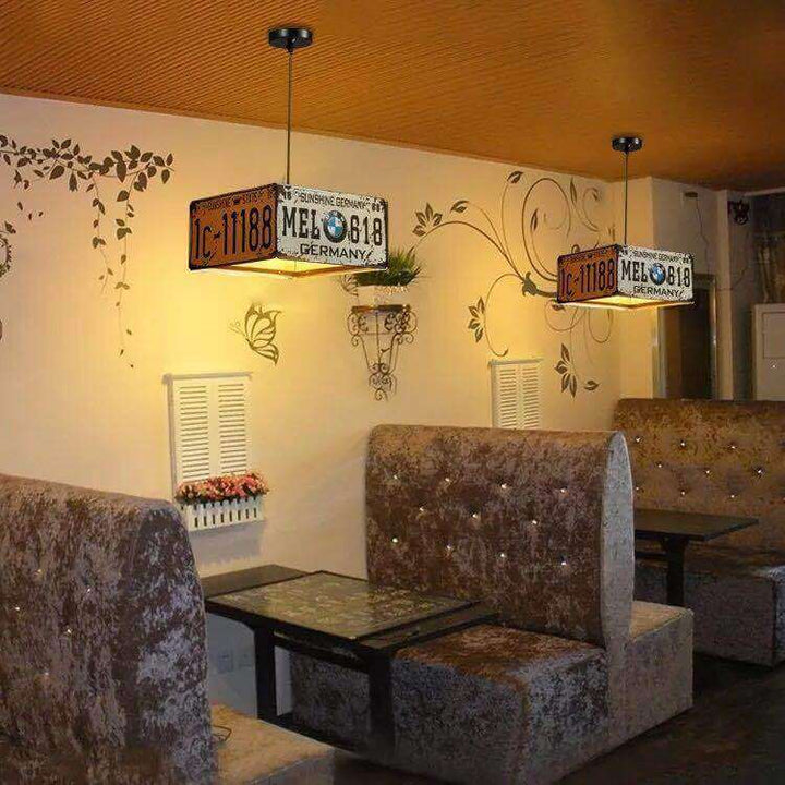 Contemporary Industrial License Plate 3/5-Light Metal Chandelier-Orizon Depot