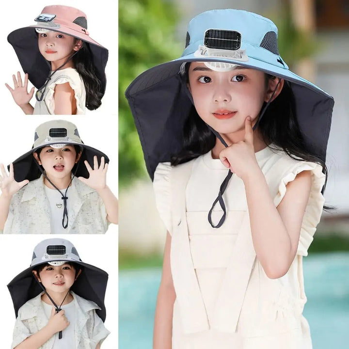 Adjustable Solar Fan Hat for Kids