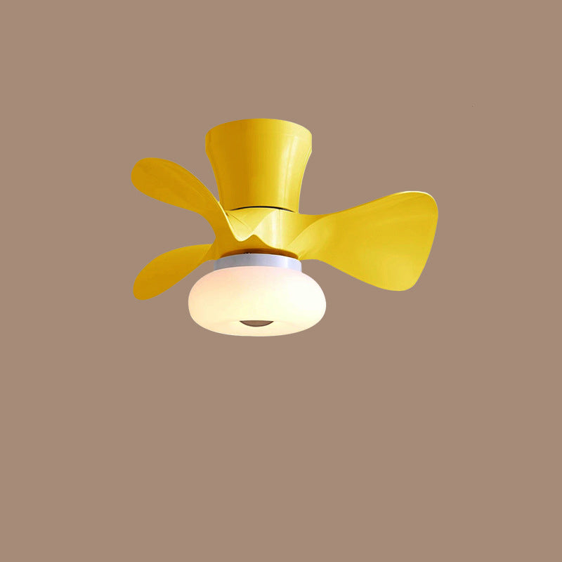 Nordic Macaron Metal LED Semi-Flush Mount Ceiling Fan Lamp