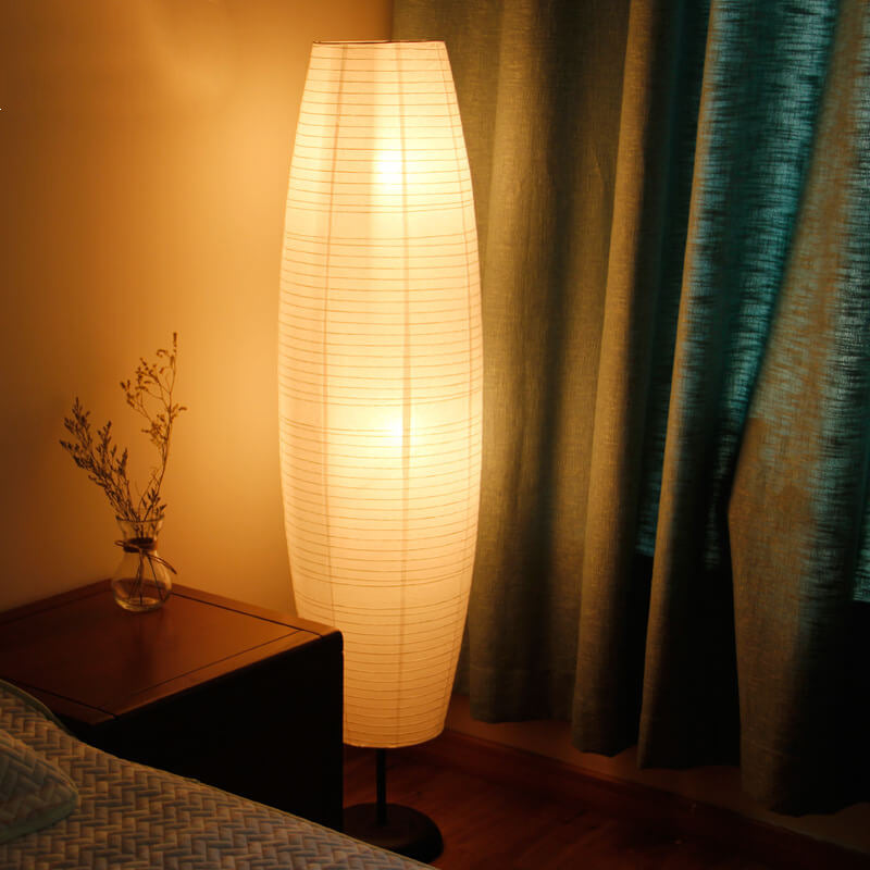 Nordic Minimalist Rice Paper Column Floor Lamp 2-Light Standing Light