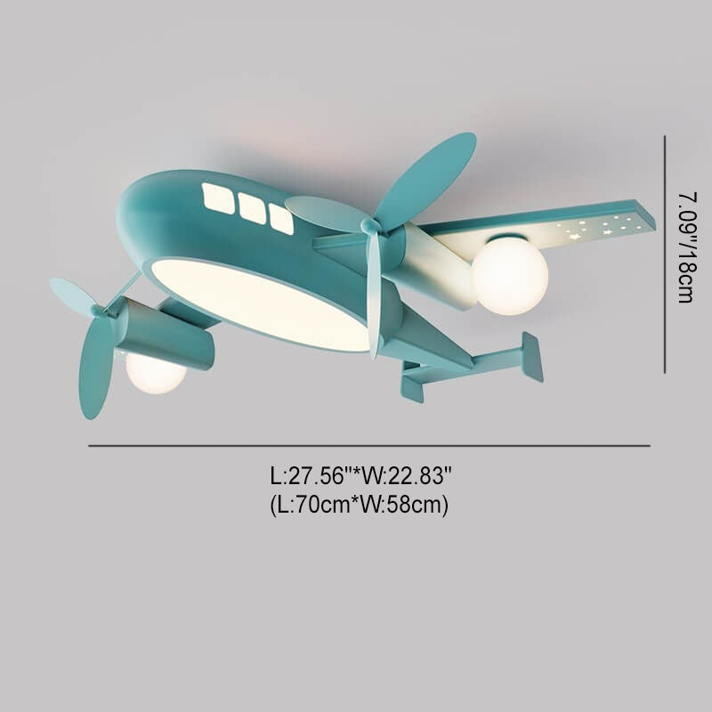 Nordic Modern Creative Kids Cartoon Wrought Iron Airplane LED Flush Mount Ceiling Lamp-Orizon Depot