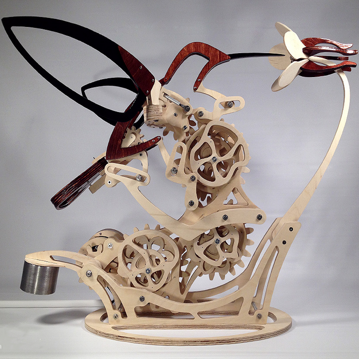Wooden Kinetic Hummingbird Sculpture - Unique Home Decor Piece-Orizon Depot