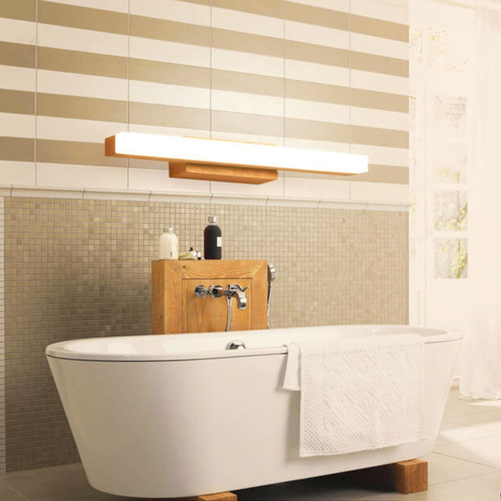 Nordic Minimalist Wooden Linear LED Vanity Wall Sconce Lamp-Orizon Depot