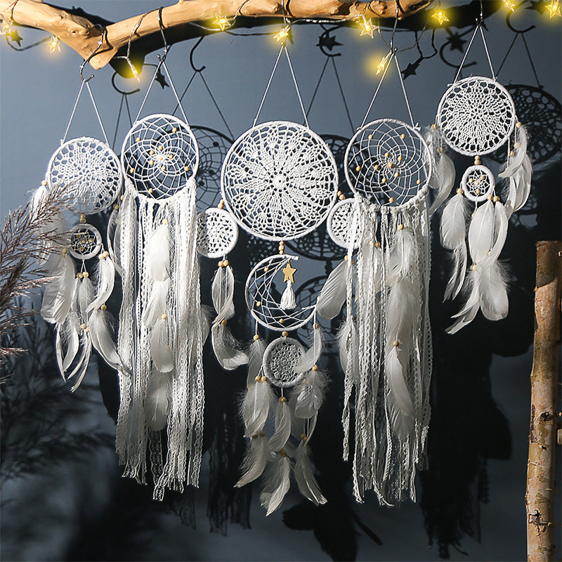 Dream Catcher Moon and Stars Hanging Decor Set (5 Pieces)-Orizon Depot