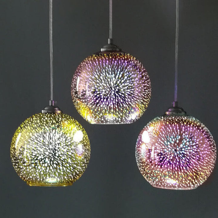 Modern Colorful Fireworks Glass Dome 1-Light Hanging Pendant Lamp-Orizon Depot