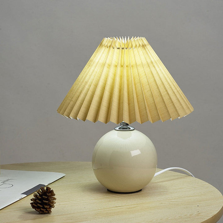 Nordic Minimalist Ceramic Table Lamp Pleated Shade 1-Light-Orizon Depot