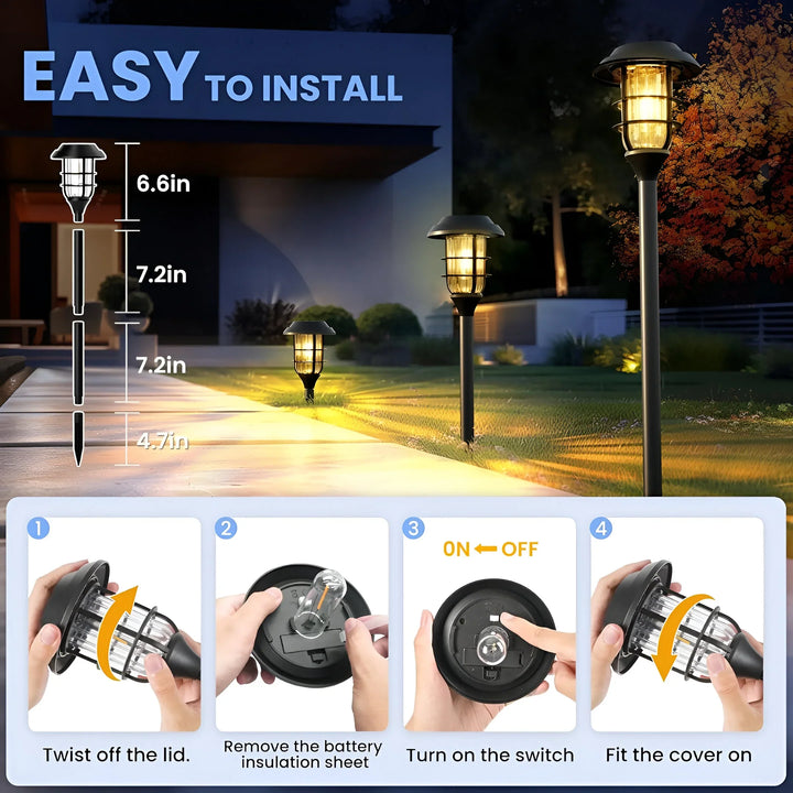 Solar Garden Light Set – 6-Pack Outdoor Solar Lanterns-Orizon Depot