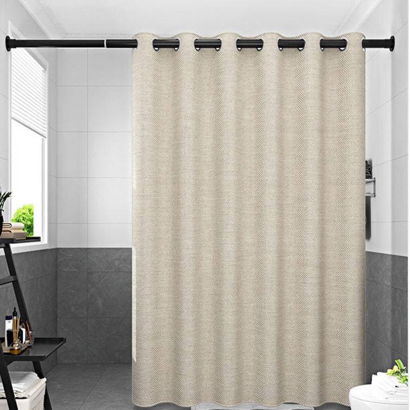 Thick Beige Linen Shower Curtain for Elegant Bathroom Decor-Orizon Depot