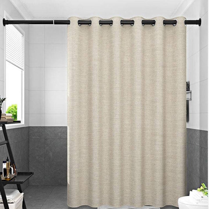 Thick Beige Linen Shower Curtain for Elegant Bathroom Decor-Orizon Depot