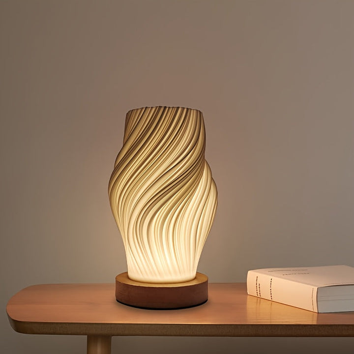 Minimalist Dimmable LED Swirl Table Lamp for Bedside & Desk