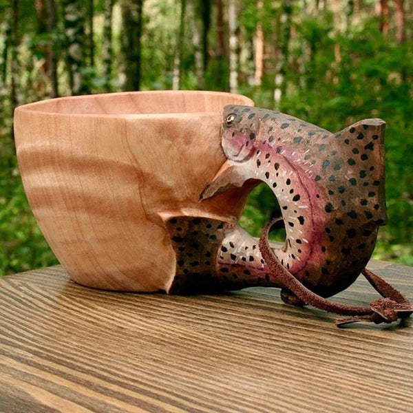 Handmade Wooden Cup - Wild Animal Design for Adventurous Hydration-Orizon Depot