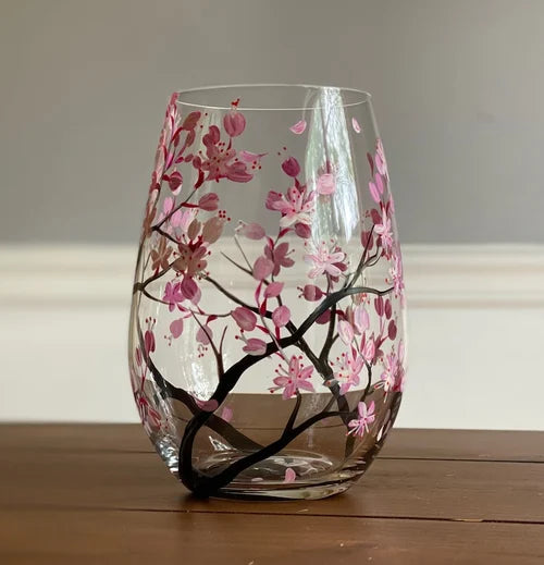 Hand Painted Four Seasons Tree Wine Glasses | Unique Art Design-Orizon Depot