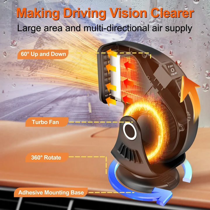 2-in-1 Car Heater Defogger for Windshield - 12V/24V-Orizon Depot