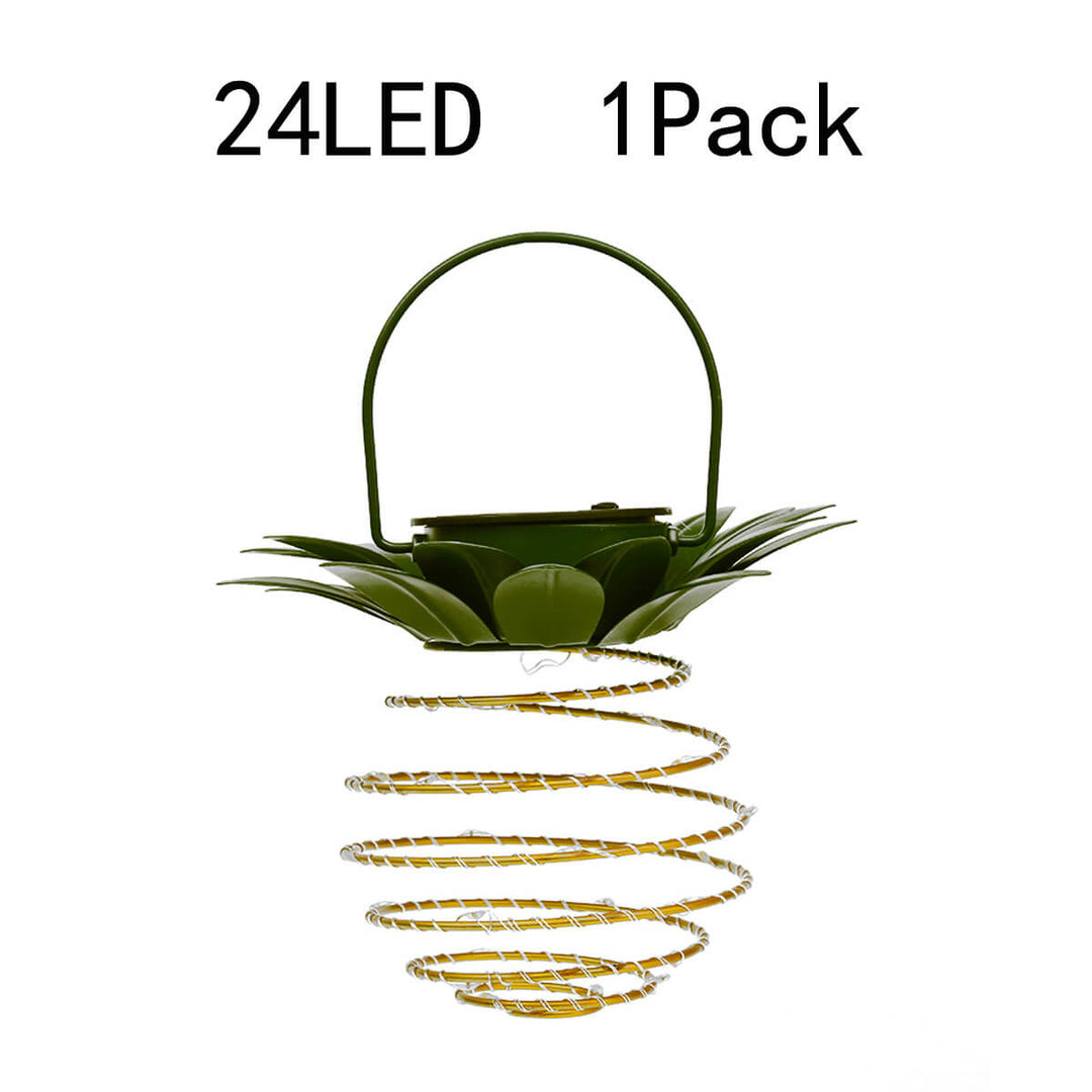 Solar Pineapple Iron Lantern LED Copper Wire Outdoor Waterproof Garden Decorative Hanging Lamp-Orizon Depot
