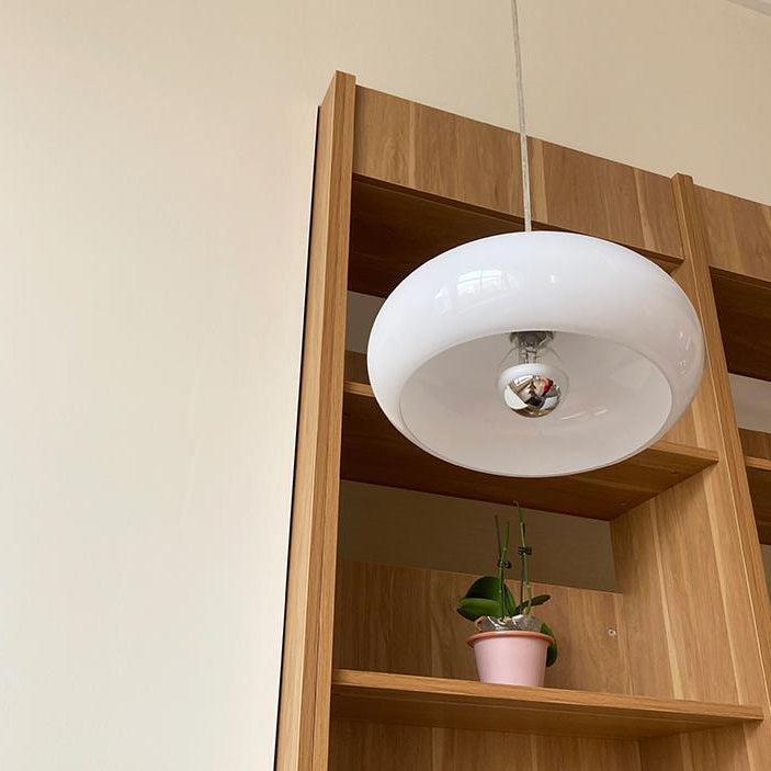 Vintage White/Orange Glass Dome Pendant Light-Orizon Depot