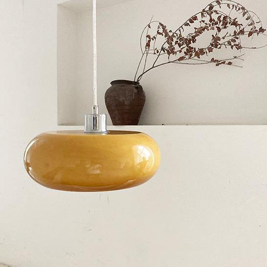 Vintage White/Orange Glass Dome Pendant Light-Orizon Depot