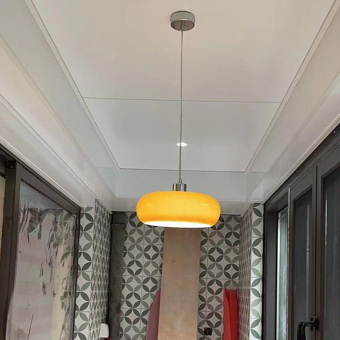 Vintage White/Orange Glass Dome Pendant Light-Orizon Depot