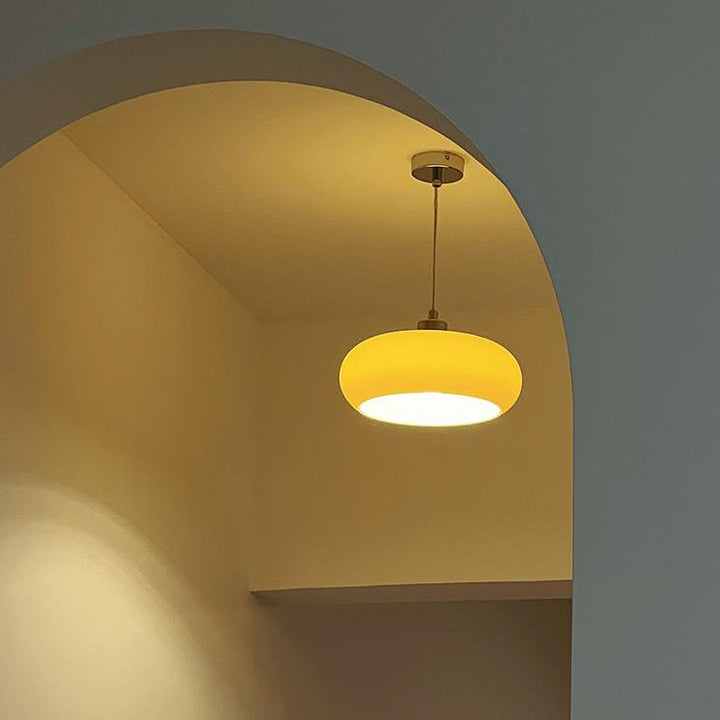 Vintage White/Orange Glass Dome Pendant Light-Orizon Depot