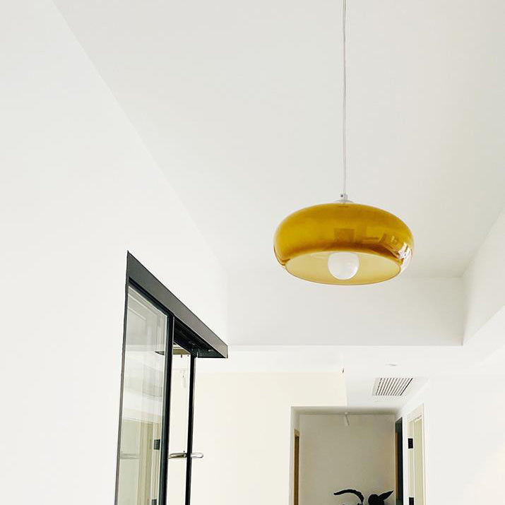 Vintage White/Orange Glass Dome Pendant Light-Orizon Depot