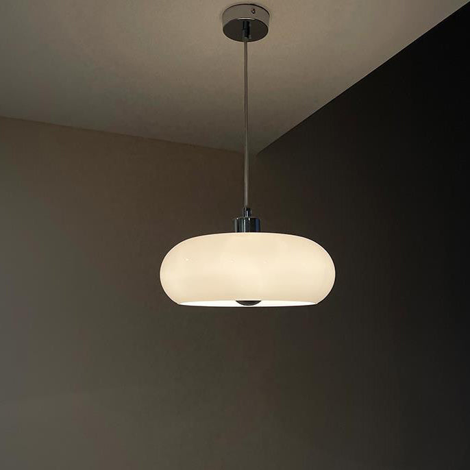 Vintage White/Orange Glass Dome Pendant Light-Orizon Depot