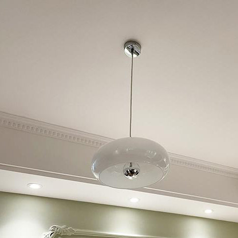 Vintage White/Orange Glass Dome Pendant Light-Orizon Depot